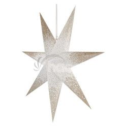 LED hviezda papierov zvesn so zlatmi trblietkami na okrajoch, biela, 60 cm, vntorn DCAZ07