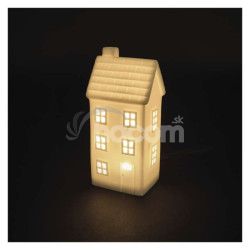 LED keramick domek, 16 cm, 1x CR2032, vntorn, tepl biela, asova DCLW36
