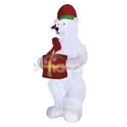 LED adov medve s vianonm darekom, nafukovac, 240 cm, vonk./vnt., studen biela DCFC15