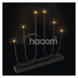 LED svietnik kovov ierny, 40 cm, 2x AA, vntorn, tepl biela DCAW24