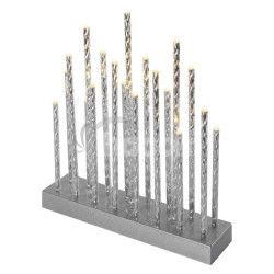 LED svietnik strieborn, 28,5 cm, 3x AA, vntorn, tepl biela, asova DCAW02