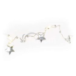 LED vianon reaz strieborn  hviezdiky, 1,9 m, 2x AA, vntorn, tepl biela, asova DCGW07