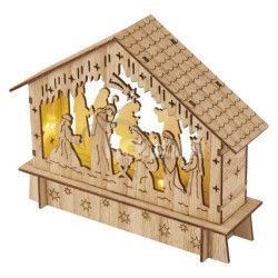 LED vianon betlehem dreven, 15 cm, 2x AA, vntorn, tepl biela, asova DCWW34