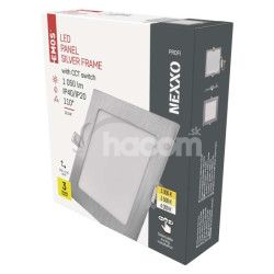 LED vstavan svietidlo NEXXO, tvorec, strieborn, 12W, CCT ZD2233