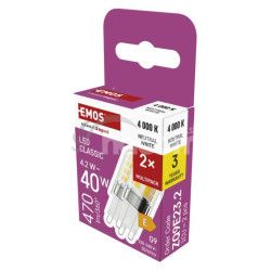 LED �iarovka Classic JC / G9 / 4,2 W (40 W) / 470 lm / Neutr�lna biela / 2 ks 2ks ZQ9E23.2