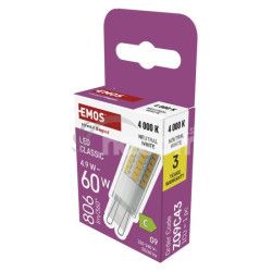 LED iarovka Classic JC / G9 / 4,9 W (60W) / 806 lm / Neutrlna biela ZQ9C43