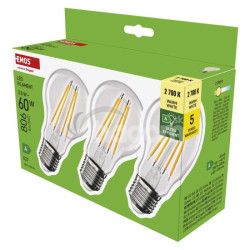 LED iarovka Filament A60 A CLASS/ E27 / 3,8 W (60 W) / 806 lm / tepl biela 3ks ZF5147.3