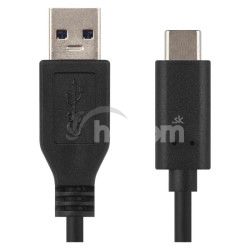 Nabjac a dtov kbel USB-A 3.0 / USB-C 3.1, Quick Charge, 1 m, ierny SM7021BL