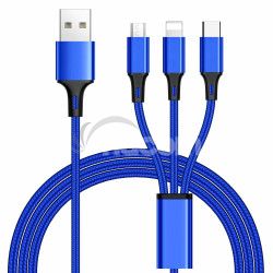 PremiumCord 3 in 1 USB kbel, 3 konektory USB typ C + micro USB + Lightning pre Apple, 1.2m ku31pow01