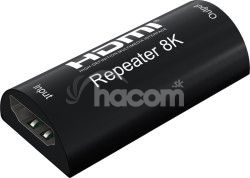 PremiumCord 8K HDMI repeater a do 25m, rozlenie 8K @ 60Hz, 4K @ 120Hz khrep08