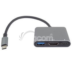 PremiumCord Adaptr USB-C na HDMI + USB3.0 + PD, rozlenie 4K a FULL HD 1080p ku31hdmi20