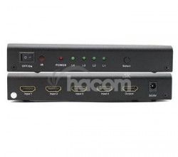 PremiumCord HDMI switch 4:1, kovový, diaľkové ovl. khswit41b
