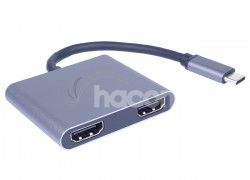 PremiumCord MST adaptr USB-C na 2x HDMI, USB3.0, PD, rozlenie 4K a FULL HD 1080p ku31hdmi13