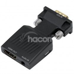 PremiumCord Prevodnk VGA na HDMI s audio vstupom a audio kblom khcon-52