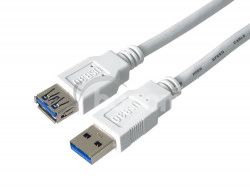 PremiumCord Predlovac kbel USB 3.0 Super-speed 5Gbps AA, MF, 9pin, 0,5m biela ku3paa05w