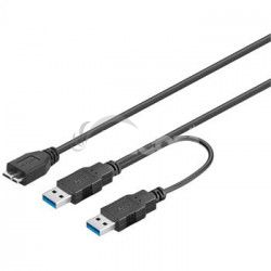 PremiumCord USB 3.0 napjac Y kbel A / Male + A / Male - Micro B / Mmale, 30cm ku3y01