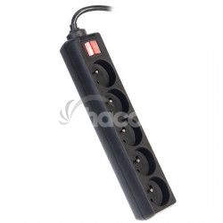 Predlovac prvod 230V 5m 5 zsuviek, vyp, ierny ppa5k-05bk