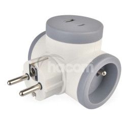 Rozboovacia zsuvka 2, 1USB-A+1USB-C, bielo-siv P0076PD