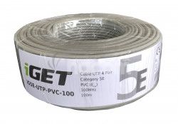 Sieov kbel iGET CAT5E UTP PVC Eca 100m/rola, kbel drt, s triedou reakcie na ohe Eca iG5E-UTP-PVC-100