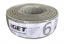 Sieov kbel iGET CAT6 UTP PVC Eca 100m/box, kbel drt, s triedou reakcie na ohe Eca iG6-UTP-PVC-100