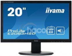 20 "LCD iiyama ProLite E2083HSD-B1 - 5ms, 250cd / m2,1000: 1 (12M: 1 ACR), VGA, DVI, repro, čierny E2083HSD-B1