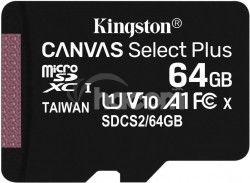 64GB microSDXC Kingston Canvas Select Plus A1 CL10 100MB / s bez adaptéru SDCS2/64GBSP