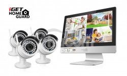 iget HGNVK49004 - CCTV bezdrôtový WiFi set HD 960p s LCD displejom 12 ", 4CH NVR + 4x IP kamera 960p HGNVK49004