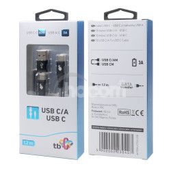 TB Touch 2v1 kbel USB-C - USB C s USB A, 1,2 m AKTBXKUCTOA120B