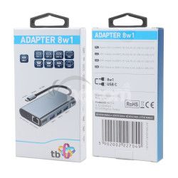 TB Touch USB C 8v1 - 2x HDMI, USB, VGA, RJ45, PD AKTBXVA8W1UHVRJ