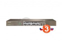 Tenda TEG1016G 16-port Gigabit Switch, 16x 10/100/1000 Mb/s, Fanless, MAC 8K, aj na stenu, Rackmount TEG1016G