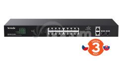 Tenda TEG1120P-16-250W PoE+ Gigabit switch 16x 1Gb/s PoE+ 802.3af/at + 2x SFP + 2x RJ45, 230W, Rack 75011996