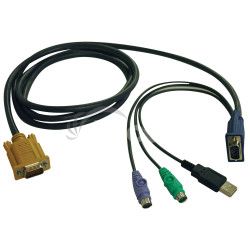 Tripplite Kbel pre pripojenie prepnaa KVM (rada B020, B022), HD15 + PS2 + USB-A / HD15 (M / M), 1.83m P778-006