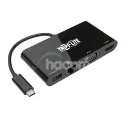 Tripplite Mini dokovacia stanica USB-C/HDMI, VGA, USB-A, GbE, HDCP, ierna U444-06N-HV4GUB