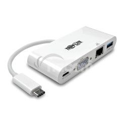 Tripplite Mini dokovacia stanica USB-C / VGA, USB-A, Gbe, nabjanie, biela U444-06N-VGU-C
