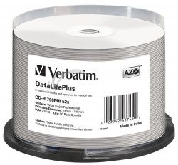 VERBATIM CD-R (50-Pack) Spindle / Print / 52x / 700MB / NoID 43745