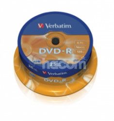 VERBATIM DVD-R (25-Pack) Spindl / MattSlvr / 16x / 4.7GB 43522