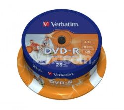 VERBATIM DVD-R (25-Pack) Spindl / Printable / 16x / 4.7GB 43538