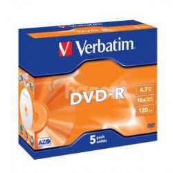 VERBATIM DVD-R (5-Pack) Jewel / MattSlvr / 16x / 4.7GB 43519