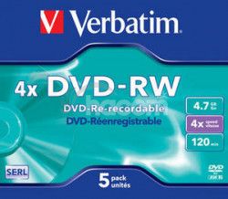 VERBATIM DVD-RW (4x, 4,7GB), 5ks / pack 43285