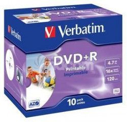 VERBATIM DVD + R (10-pack) Printable / 16x / 4.7GB / Jewel 43508