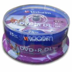 VERBATIM DVD + R (25-Pack) Spindl / DoubleLayer / 8,5GB 43667