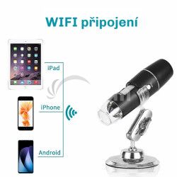 W-Star Digitlny mikroskop WIFI MW1000S, HD 1000x, prsvit stojan ierna iOS Win, Inskam MW1000S