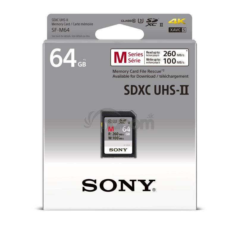 SONY SD karta SF64M, 64GB, class 10, až 260MB / s, pre 4K SF64M